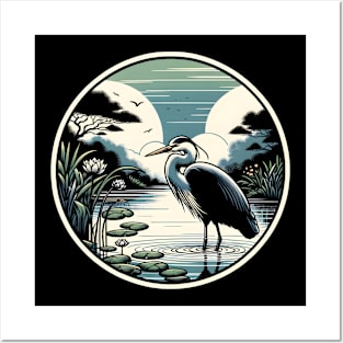 Japanese Heron Pond Posters and Art